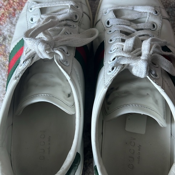 GUCCI Ace White Leather Sneakers with Web Detail - 36.5 - Picture 8 of 10